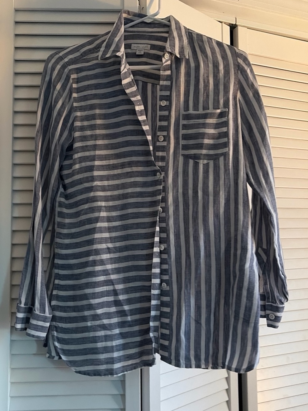 J. Jill Striped Button-Down Shirt in Gray and White
